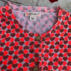 Crewcuts Hearts Cardigan 14 bright orange burgundy